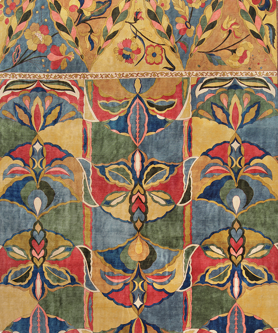 فرش دستباف با نقش گیاهی چندرنگ